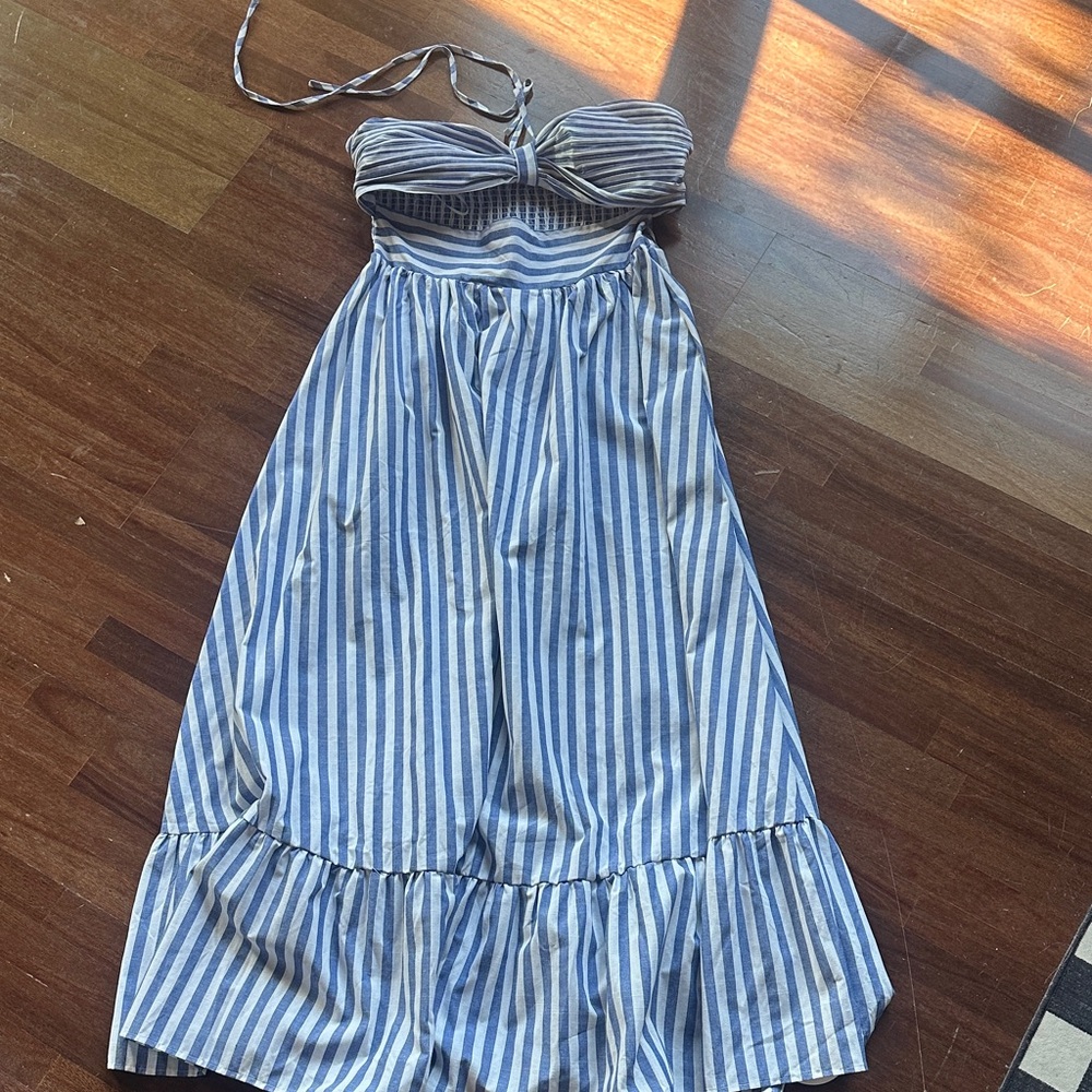 SHEIN Blue and White Striped Maxi Dress